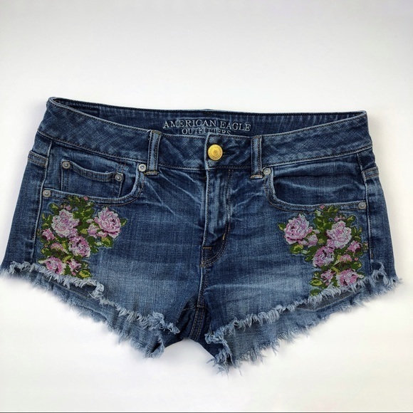 American Eagle Outfitters Pants - American Eagle Outfitters Embroidered Denim Shorts